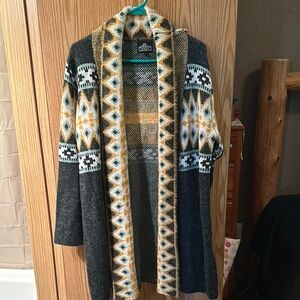 Gray and Yellow Patterned Cardigan